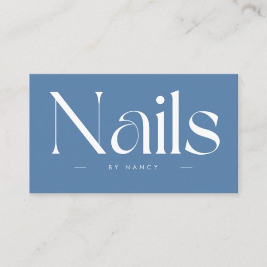Nails Bold Typography Dusty Blue Visitekaartje (Voorkant)