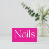 Nails Bold Typography Hot Pink Business Card Visitekaartje (Staand voorkant)