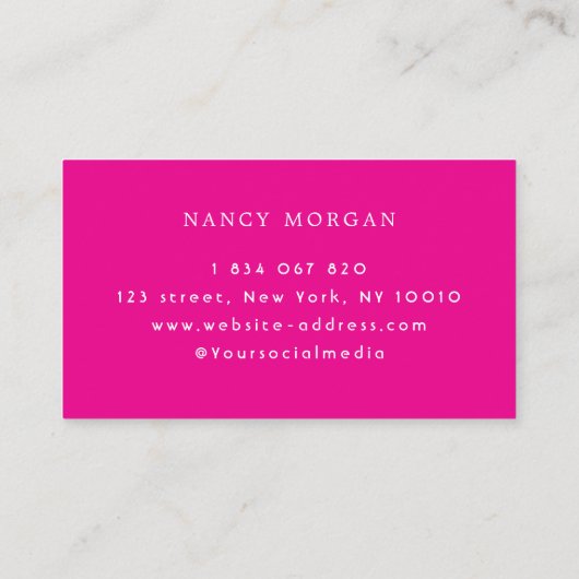 Nails Bold Typography Hot Pink Business Card Visitekaartje (Achterkant)