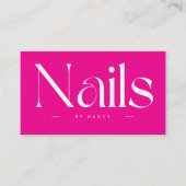 Nails Bold Typography Hot Pink Business Card Visitekaartje (Voorkant)