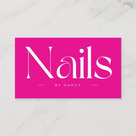 Nails Bold Typography Hot Pink Business Card Visitekaartje (Voorkant)