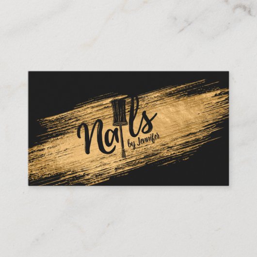 Nails by - Tekst logo Tekening - Golden Brush Stro Visitekaartje (Voorkant)