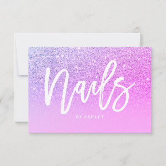 Nails certificate typografie roze glitter paars (Voorkant)