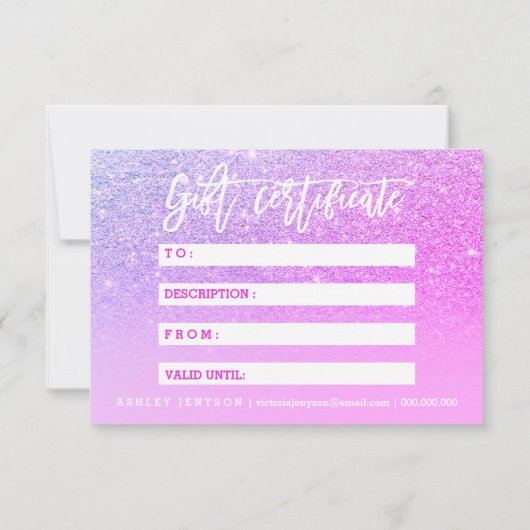 Nails certificate typografie roze glitter paars (Achterkant)