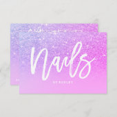 Nails certificate typografie roze glitter paars (Voorkant / Achterkant)