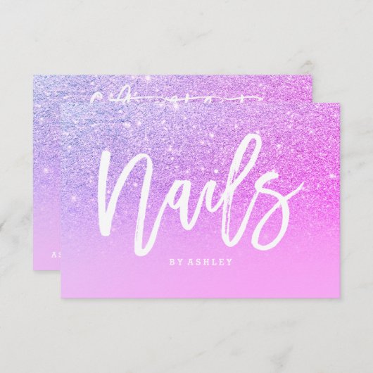 Nails certificate typografie roze glitter paars (Voorkant / Achterkant)