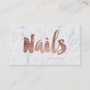 Nails chic modern roos gold typografie marmer visitekaartje