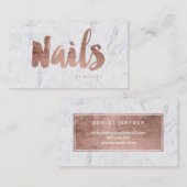 Nails chic modern roos gold typografie marmer visitekaartje (Voorkant / Achterkant)