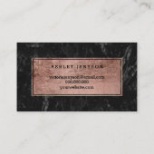 Nails chic roos gold typografie zwarte marmer visitekaartje (Achterkant)