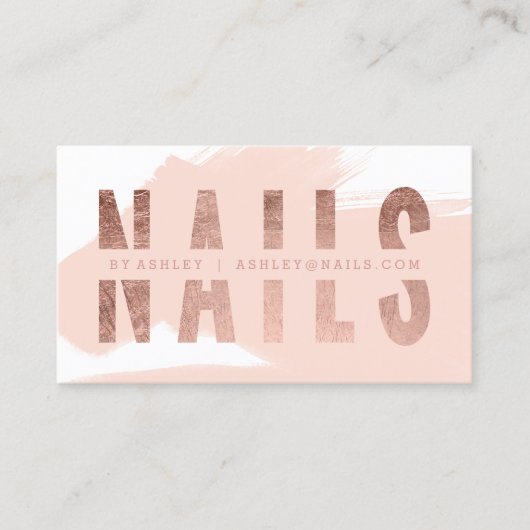 Nails cut out roos gold typografie penseelstreken visitekaartje (Voorkant)