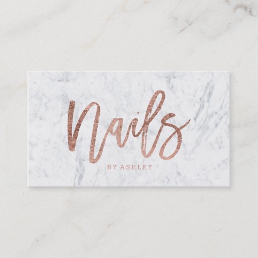 Nails elegant modern roos gouden tipografie visitekaartje (Voorkant)