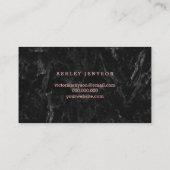 Nails elegant roos gouden typografie zwart marmer  visitekaartje (Achterkant)