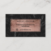 Nails elegant roos gouden typografie zwarte marmer visitekaartje (Achterkant)