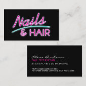 Nails en Hair Neon Visitekaartjes (Voorkant / Achterkant)