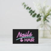 Nails en Hair Neon Visitekaartjes (Staand voorkant)