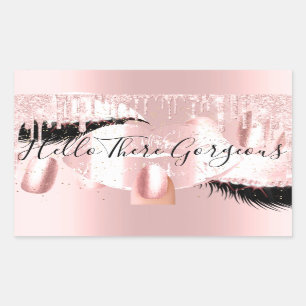 Nails Eyelashes Makeup roze druppels Hallo prachti Rechthoekige Sticker