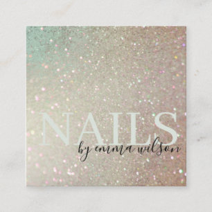 Nails Glitter Green Pink Aqua Shiny Shimmer Vierkante Visitekaartje