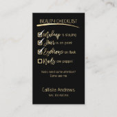 Nails Gold Black Beauty Checklist Business Logo Visitekaartje (Voorkant)
