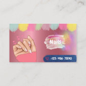 Nails hand op roze achtergrond visitekaartje (Achterkant)