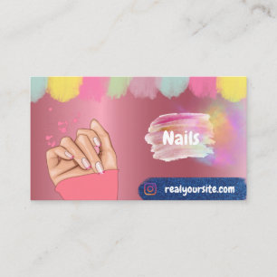 Nails hand op roze achtergrond visitekaartje
