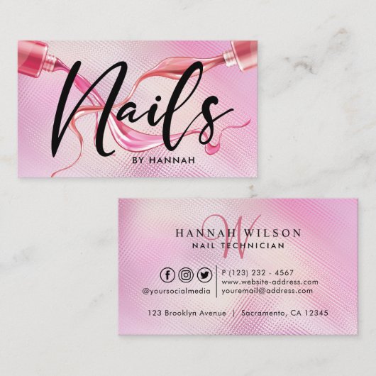 Nails Holographic Typography Visitekaartje (Voorkant / Achterkant)