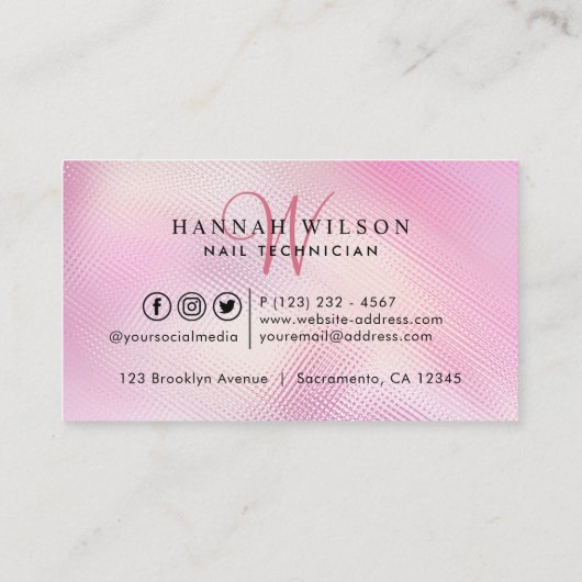 Nails Holographic Typography Visitekaartje (Achterkant)