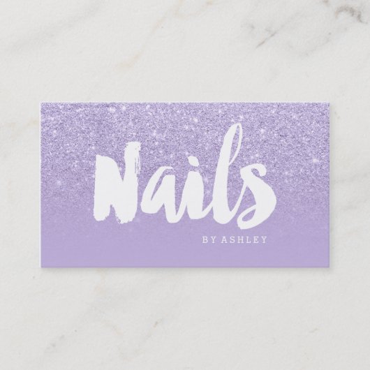 Nails kunstenaar moderne typografie lavender paars visitekaartje (Voorkant)