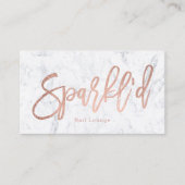 Nails logo roos gouden typografie witte marmer visitekaartje (Voorkant)