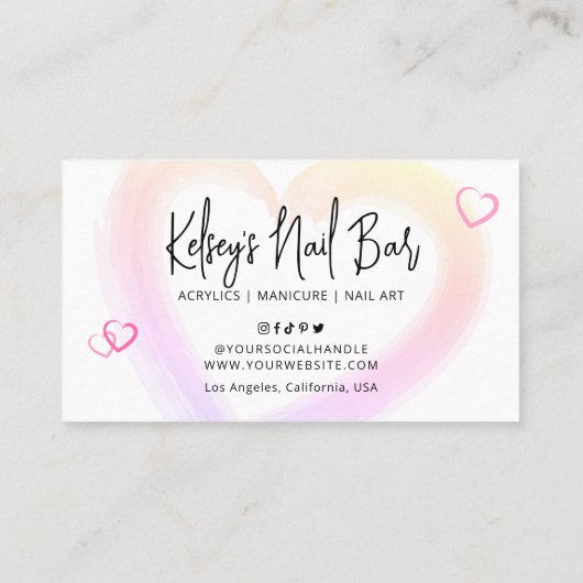  Nails Loyalty Kaart Script Waterverf Logo (Achterkant)