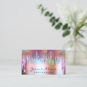 Nails Makeup Artist Holograaf Roos Paars Glitter Visitekaartje (Staand voorkant)