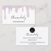 Nails Makeup Artist Lash Logo Logo Drip White Visitekaartje (Voorkant / Achterkant)