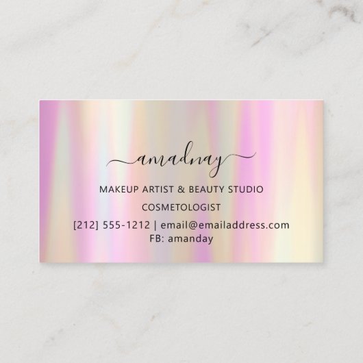 Nails Makeup Artist Lash Roos Pink Ombre Visitekaartje (Achterkant)