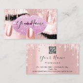 Nails Makeup Artist Pink Kiss Lash QRCODE Logo Visitekaartje (Voorkant / Achterkant)