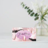 Nails Makeup Artist Pink Kiss Lash QRCODE Logo Visitekaartje (Staand voorkant)