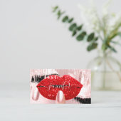 Nails Makeup Artist Roos Red Kiss Lips Roze Lash Visitekaartje (Staand voorkant)