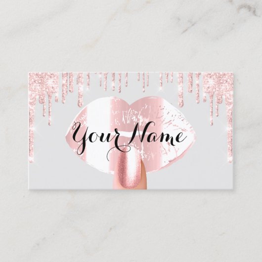 Nails Makeup artistiek Roos druist grijs roze kus Visitekaartje (Voorkant)