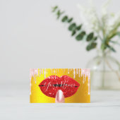 Nails Makeup artistieke roze druppels rood goud Visitekaartje (Staand voorkant)