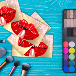 Nails Makeup artistieke roze druppels rood Visitekaartje