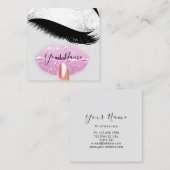 Nails Makeup Boutique Pink Grey Kiss Lashes Vierkante Visitekaartje (Voorkant / Achterkant)
