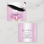 Nails Makeup Boutique Pink Silver Kiss Lashes Vierkante Visitekaartje (Voorkant / Achterkant)