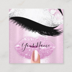 Nails Makeup Boutique Pink Silver Kiss Lashes Vierkante Visitekaartje