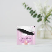 Nails Makeup Boutique Pink Silver Kiss Lashes Vierkante Visitekaartje (Staand voorkant)