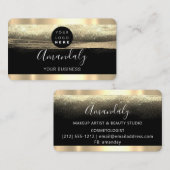 Nails Makeup Stylist Gold Black Aangepaste Logo Visitekaartje (Voorkant / Achterkant)