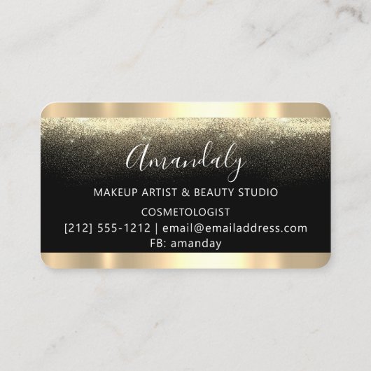 Nails Makeup Stylist Gold Black Aangepaste Logo Visitekaartje (Achterkant)
