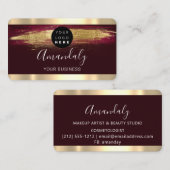 Nails Makeup Stylist Gold Burgundy Strokes Logo Visitekaartje (Voorkant / Achterkant)