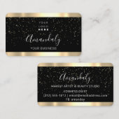 Nails Makeup Stylist Gold Confetti Black Logo Visitekaartje (Voorkant / Achterkant)