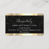 Nails Makeup Stylist Gold Confetti Black Logo Visitekaartje (Achterkant)