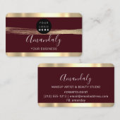 Nails Makeup Stylist Gold Maroon Stroke Logo Visitekaartje (Voorkant / Achterkant)