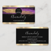 Nails Makeup Stylist Gold Paarse Strokes Logo Visitekaartje (Voorkant / Achterkant)