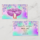 Nails Manicure Makeup Holograaf Lips Glitter Blue Visitekaartje (Voorkant / Achterkant)